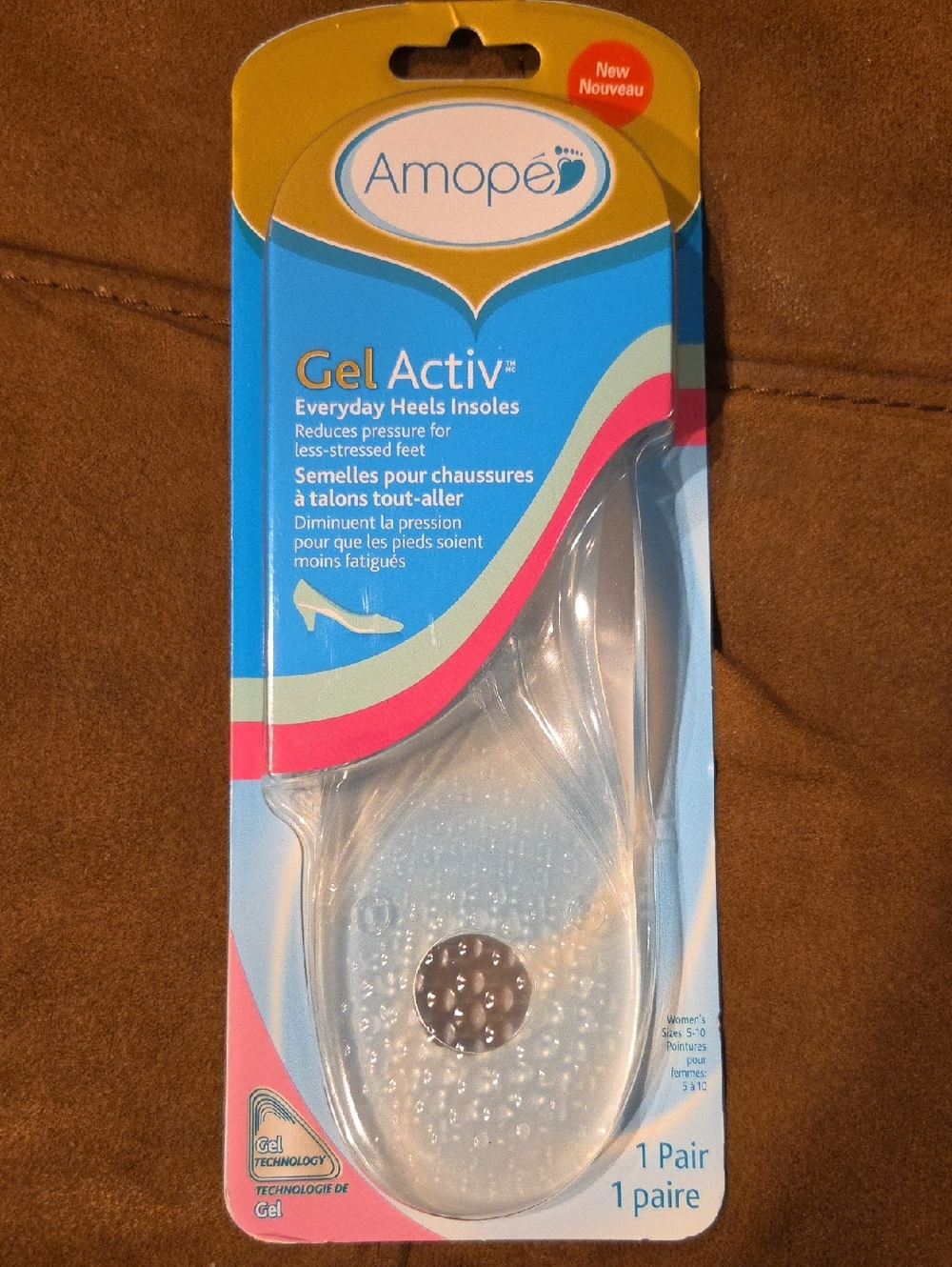 Amope GelActiv Clear Heel Insoles - Women's Everyday Comfort (Clear)
